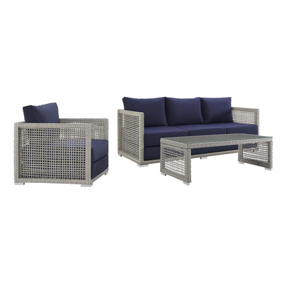 Modway Aura 3 Piece Outdoor Patio Wicker Rattan Set, EEI-3599 FredCo