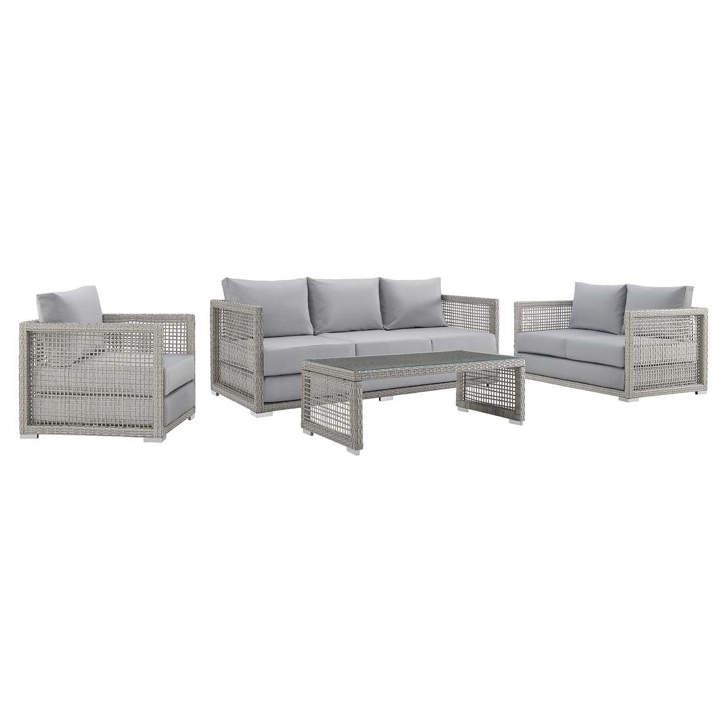 Modway Aura 4 Piece Outdoor Patio Wicker Rattan Set FredCo