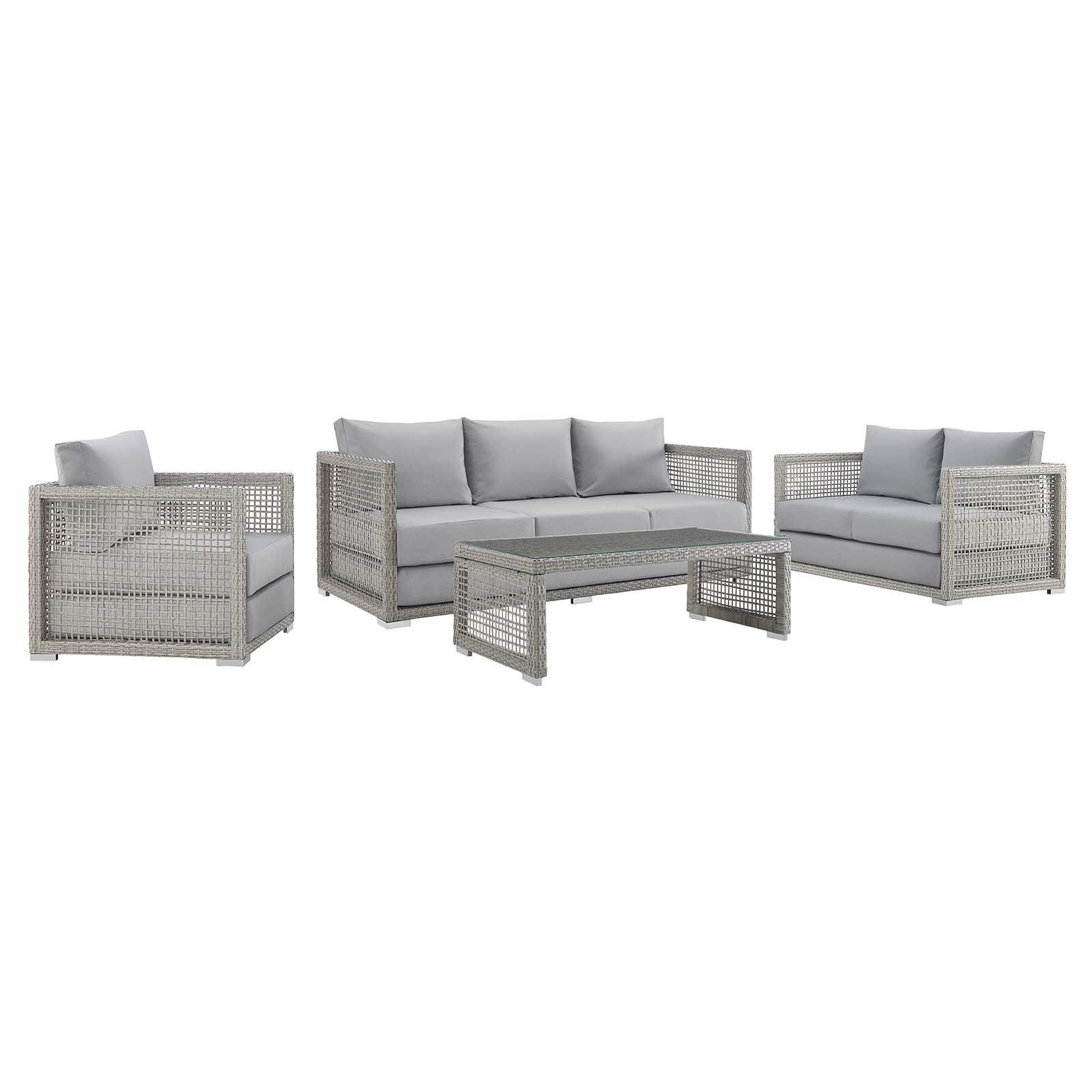 Modway Aura 4 Piece Outdoor Patio Wicker Rattan Set FredCo