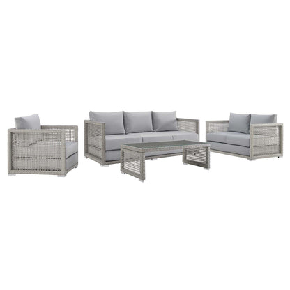 Modway Aura 4 Piece Outdoor Patio Wicker Rattan Set FredCo