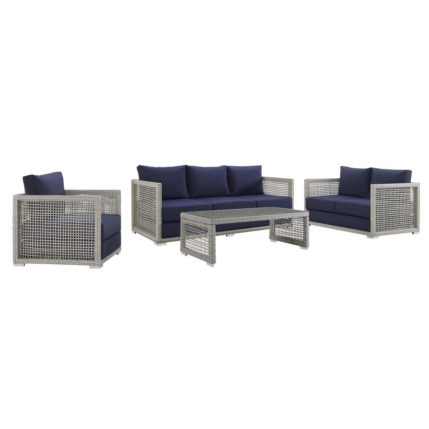 Modway Aura 4 Piece Outdoor Patio Wicker Rattan Set FredCo