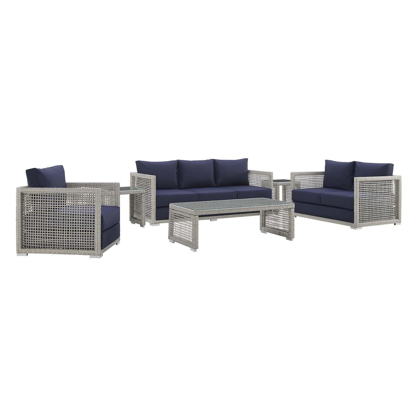Modway Aura 6 Piece Outdoor Patio Wicker Rattan Set FredCo