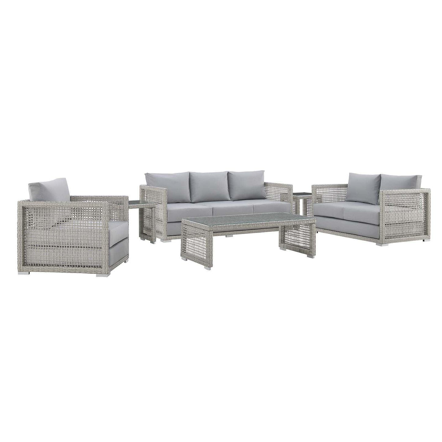 Modway Aura 6 Piece Outdoor Patio Wicker Rattan Set FredCo