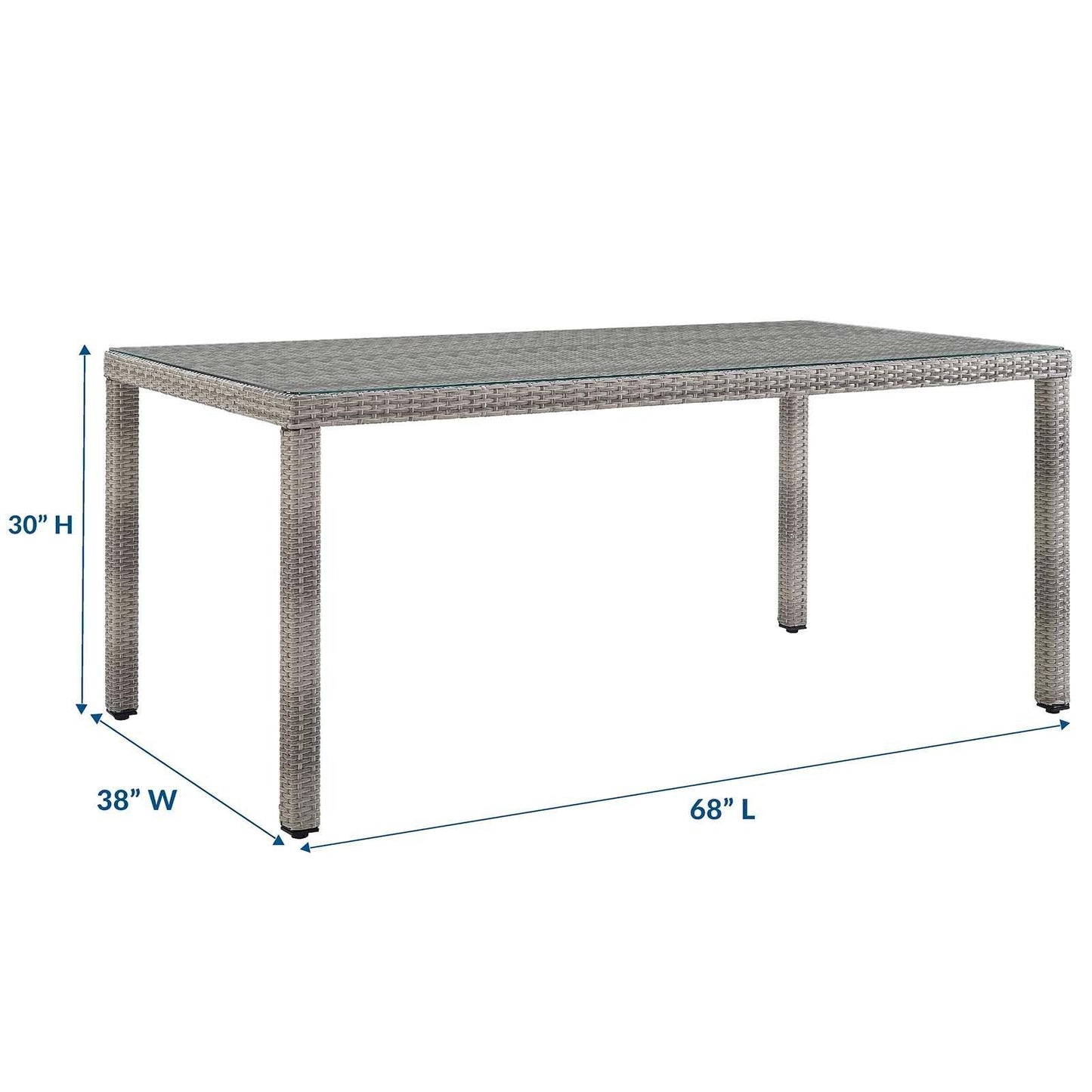 Modway Aura 68" Outdoor Patio Wicker Rattan Dining Table FredCo