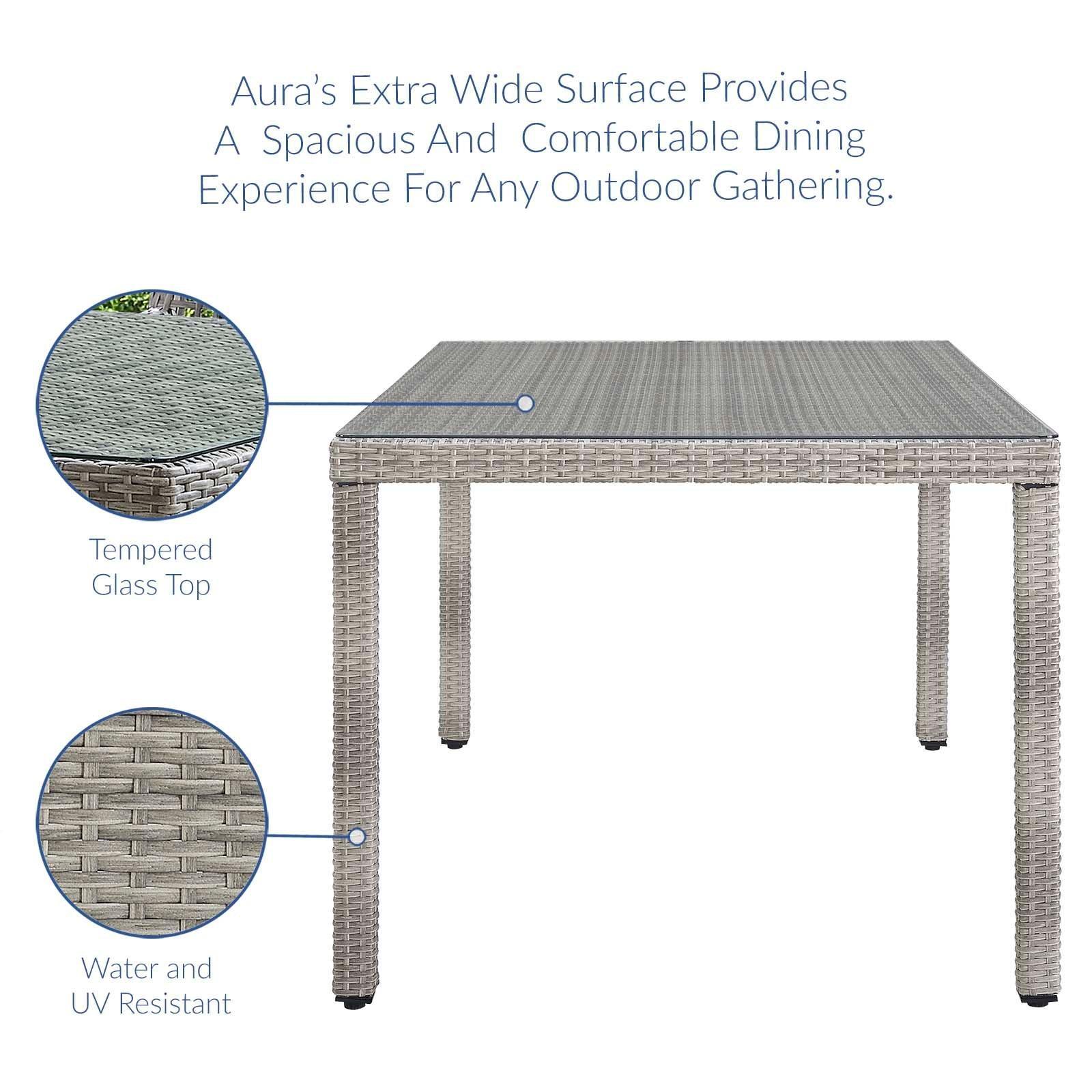 Modway Aura 68" Outdoor Patio Wicker Rattan Dining Table FredCo