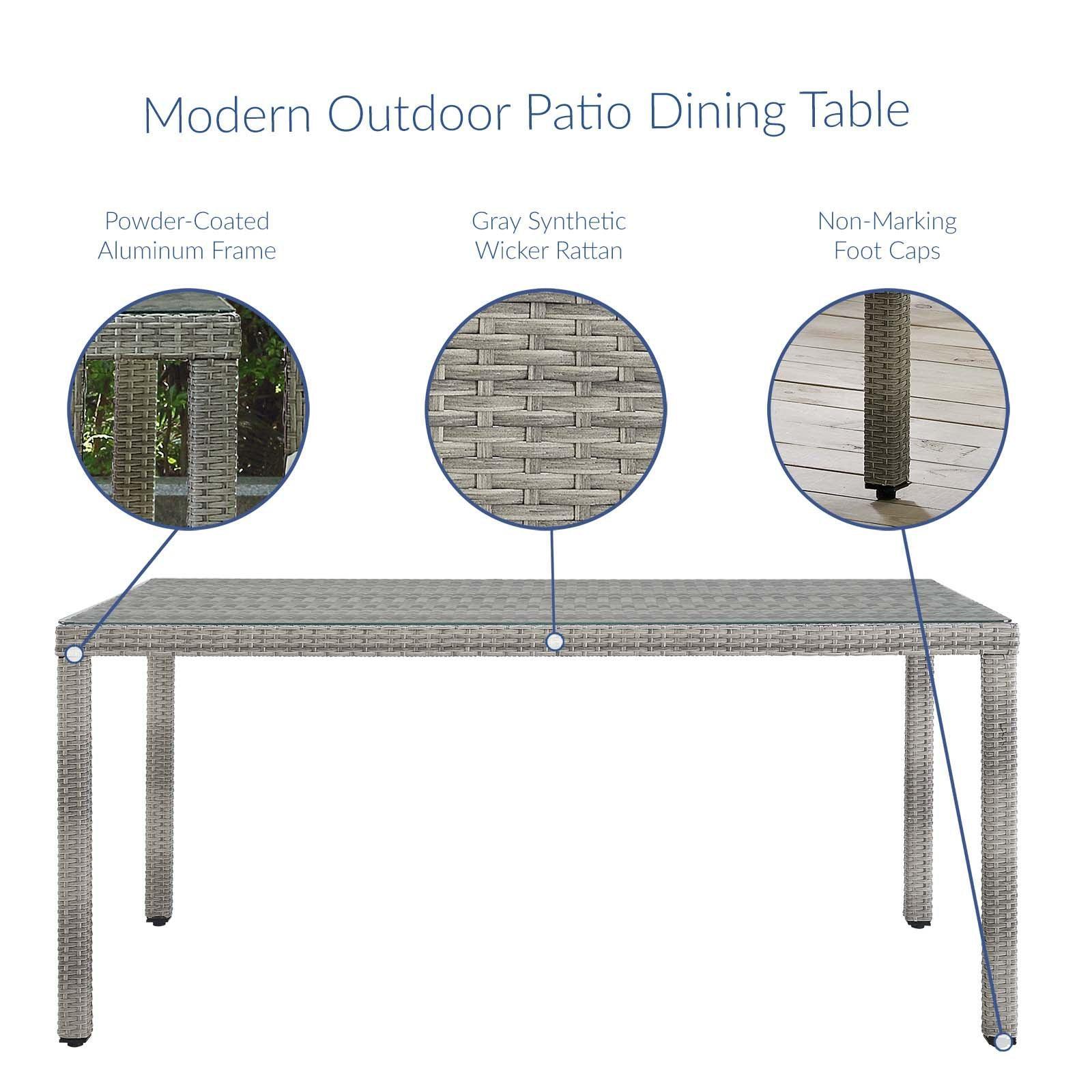 Modway Aura 68" Outdoor Patio Wicker Rattan Dining Table FredCo
