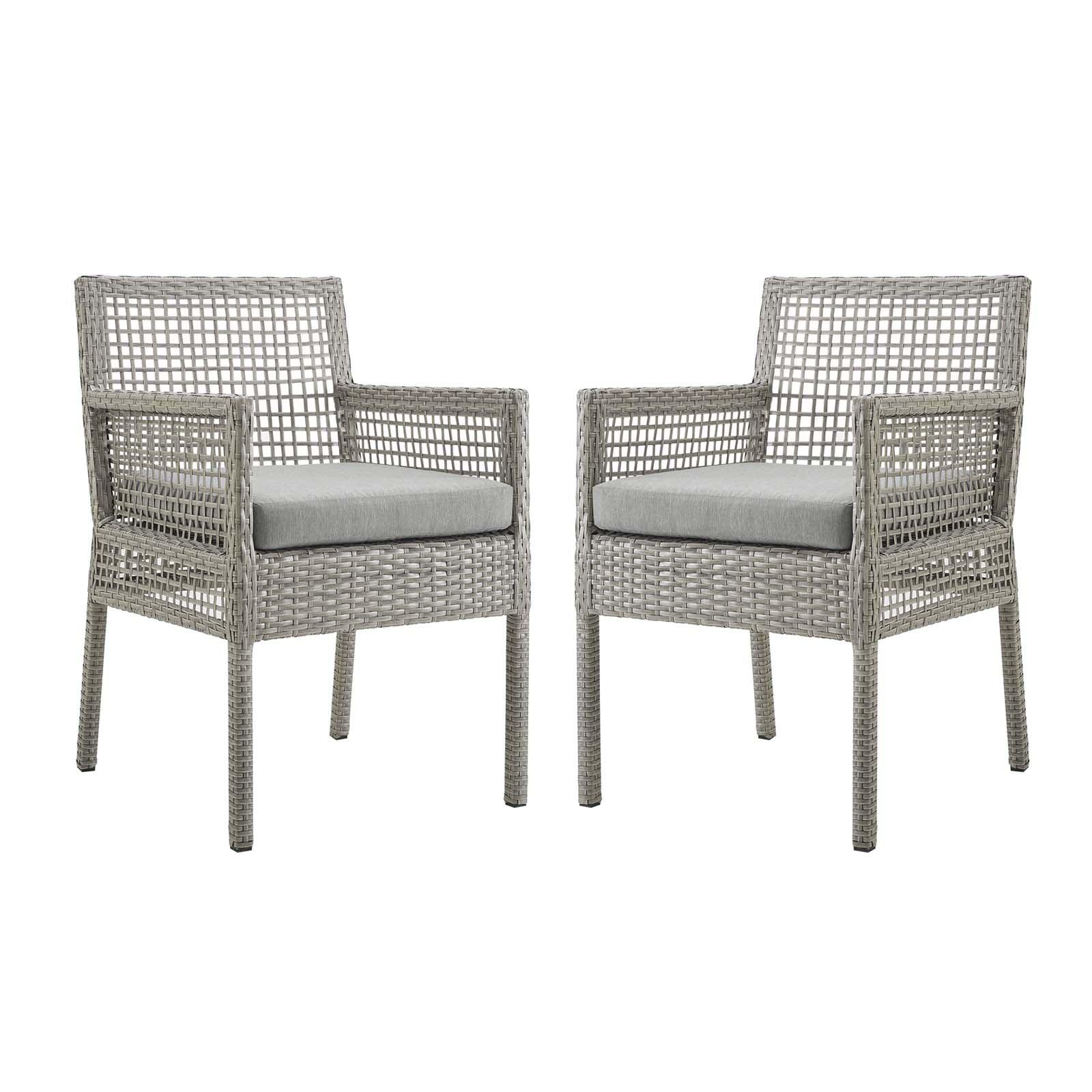 Modway Aura Dining Armchair Outdoor Patio Wicker Rattan Set of 2 FredCo