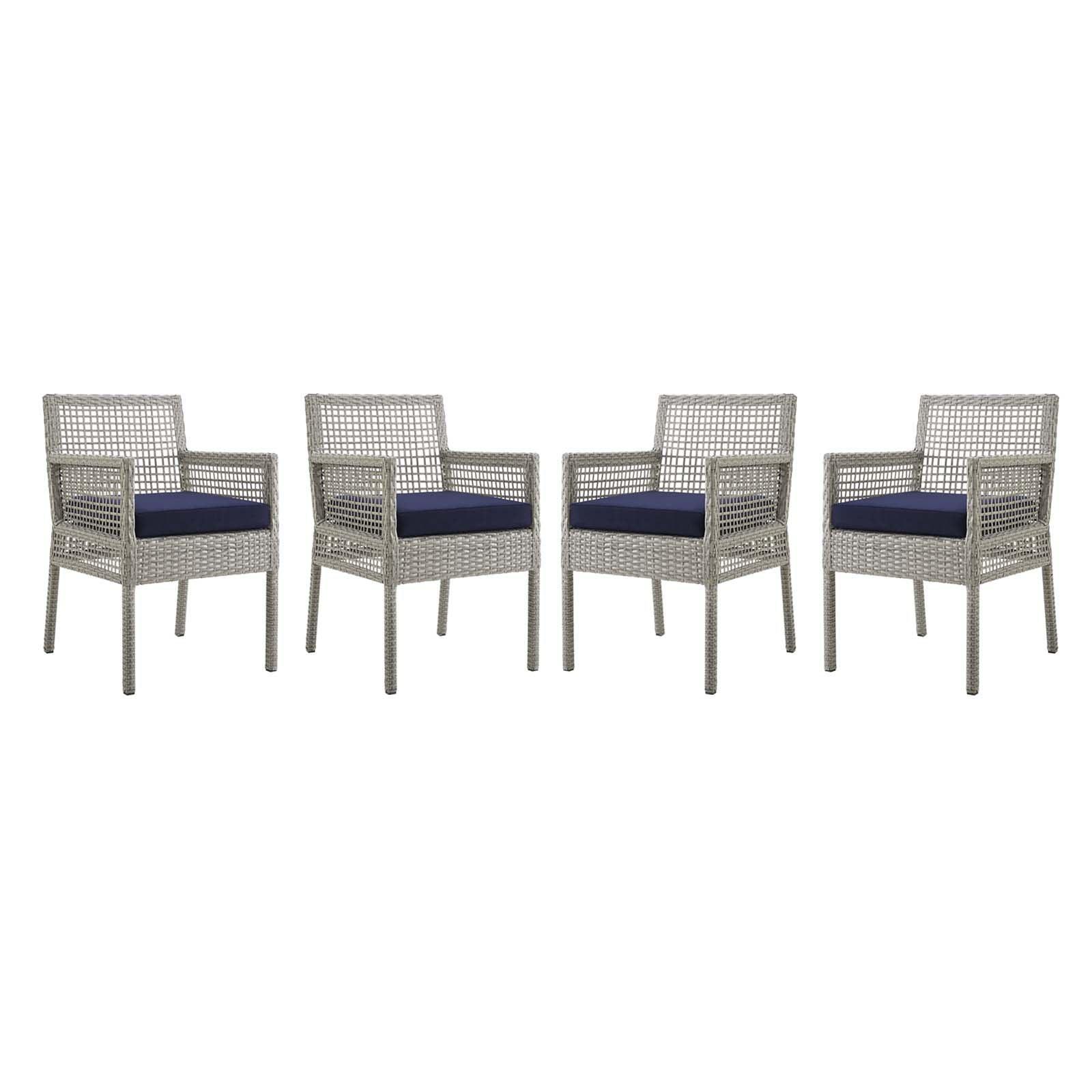 Modway Aura Dining Armchair Outdoor Patio Wicker Rattan Set of 4 FredCo