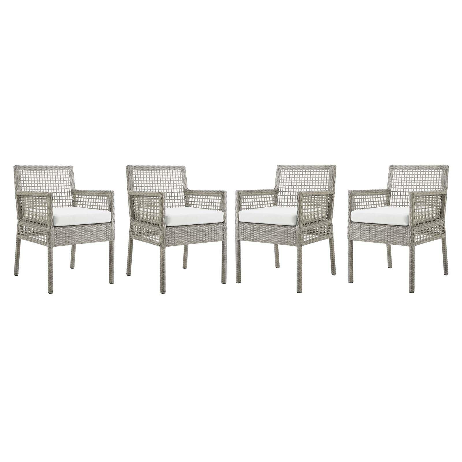 Modway Aura Dining Armchair Outdoor Patio Wicker Rattan Set of 4 FredCo