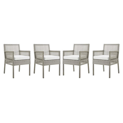 Modway Aura Dining Armchair Outdoor Patio Wicker Rattan Set of 4 FredCo