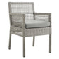 Modway Aura Dining Armchair Outdoor Patio Wicker Rattan Set of 4 FredCo