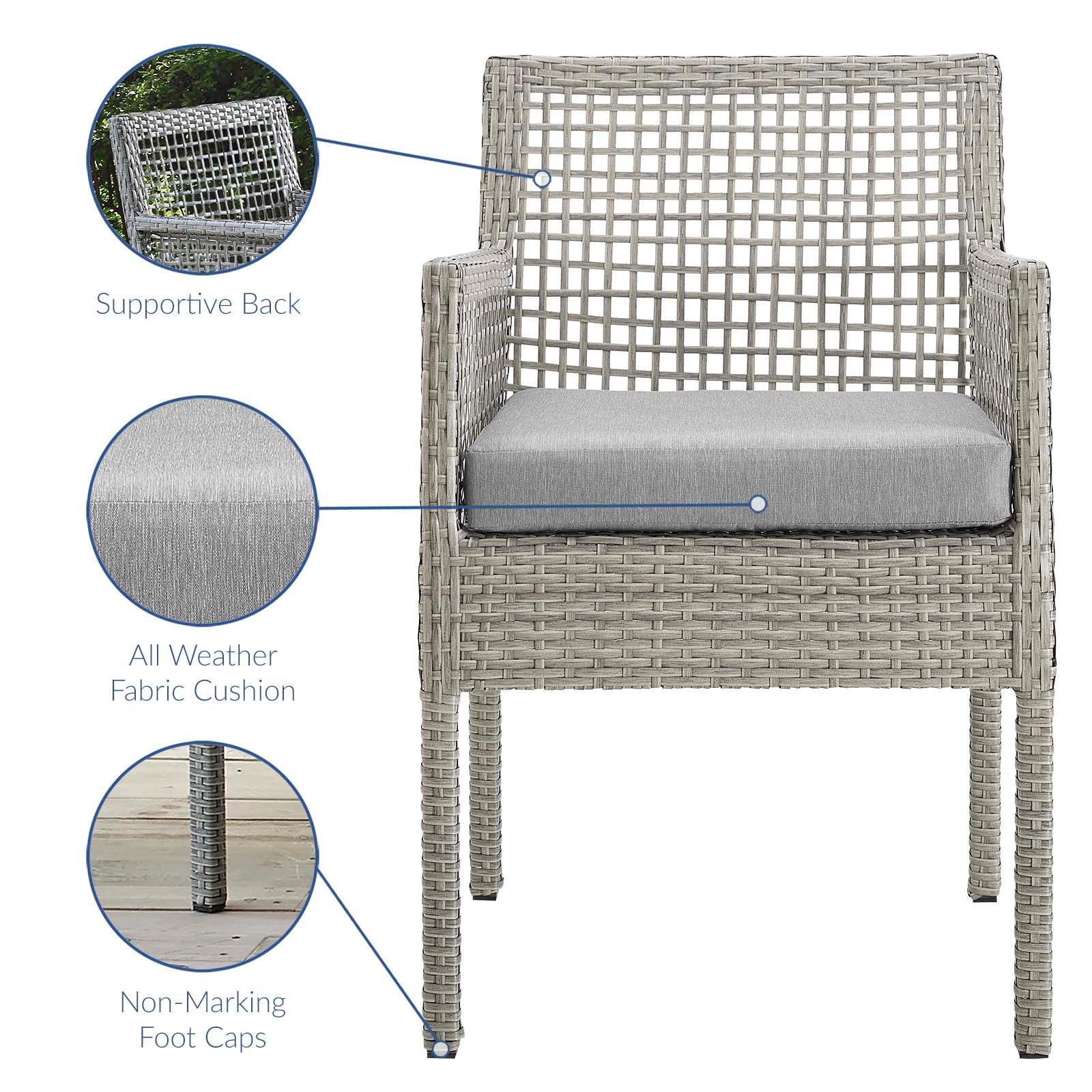 Modway Aura Dining Armchair Outdoor Patio Wicker Rattan Set of 4 FredCo