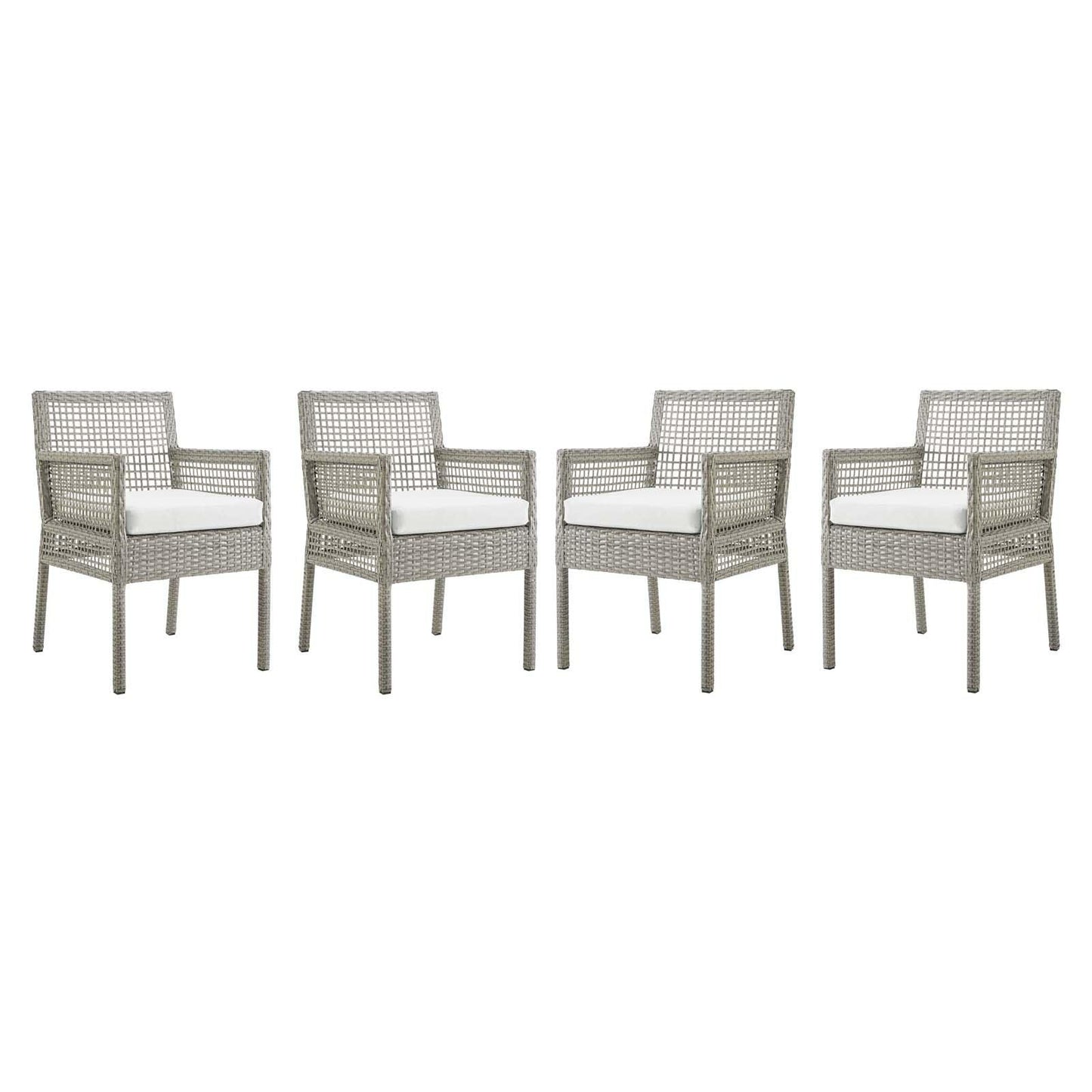 Modway Aura Dining Armchair Outdoor Patio Wicker Rattan Set of 4 FredCo
