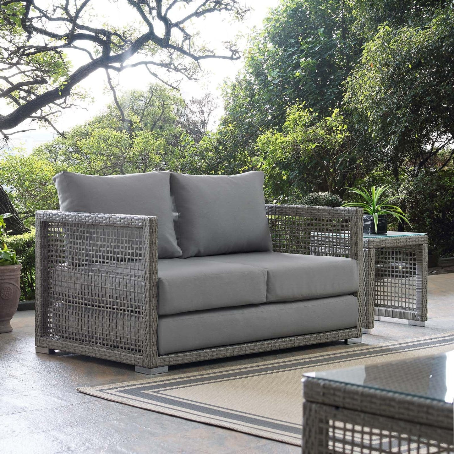 Modway Aura Outdoor Patio Wicker Rattan Loveseat FredCo