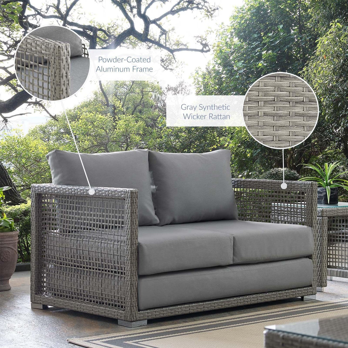 Modway Aura Outdoor Patio Wicker Rattan Loveseat FredCo