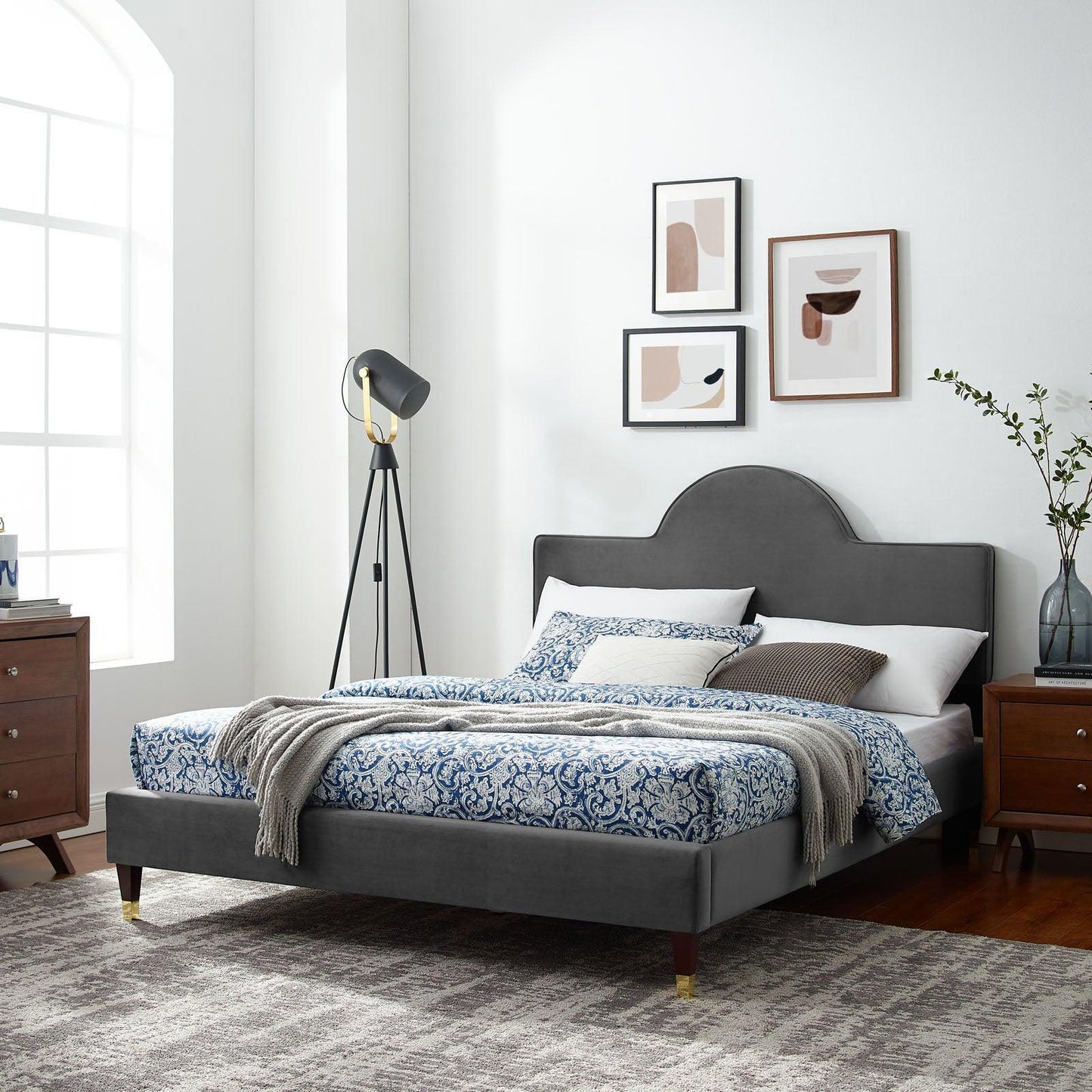 Modway Aurora Performance Velvet Twin Bed FredCo