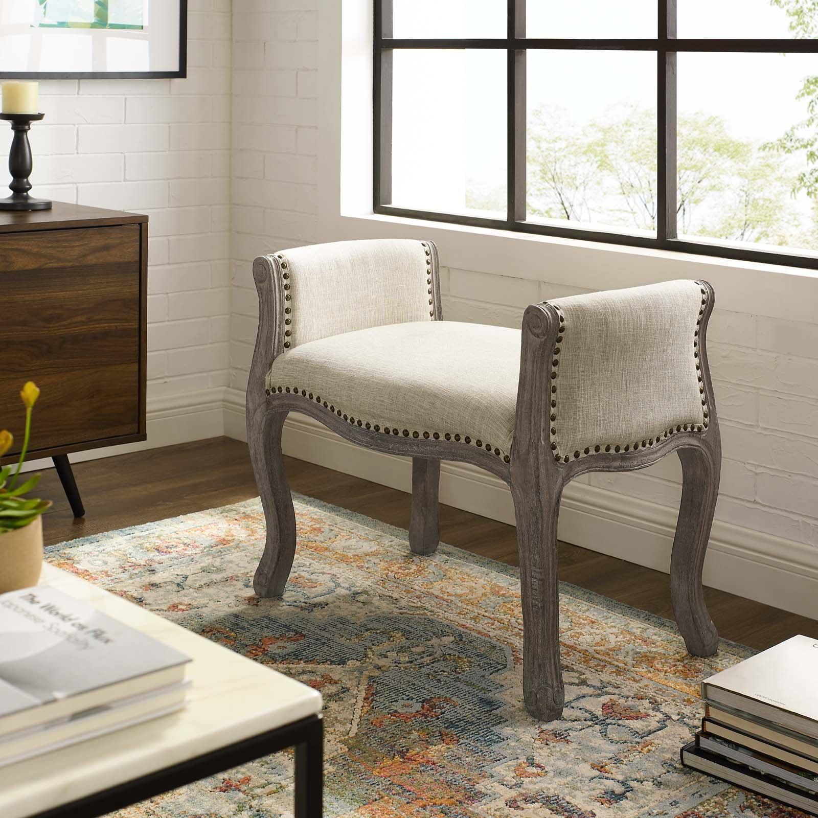 Modway Avail Vintage French Upholstered Fabric Bench FredCo
