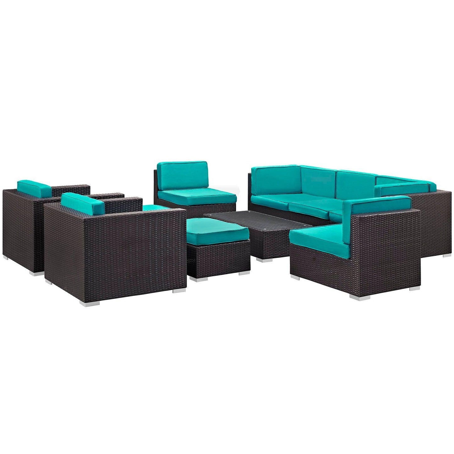 Modway Avia 10 Piece Outdoor Patio Sectional Set FredCo