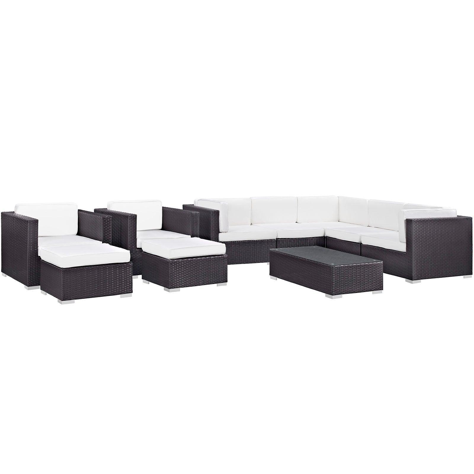 Modway Avia 10 Piece Outdoor Patio Sectional Set FredCo