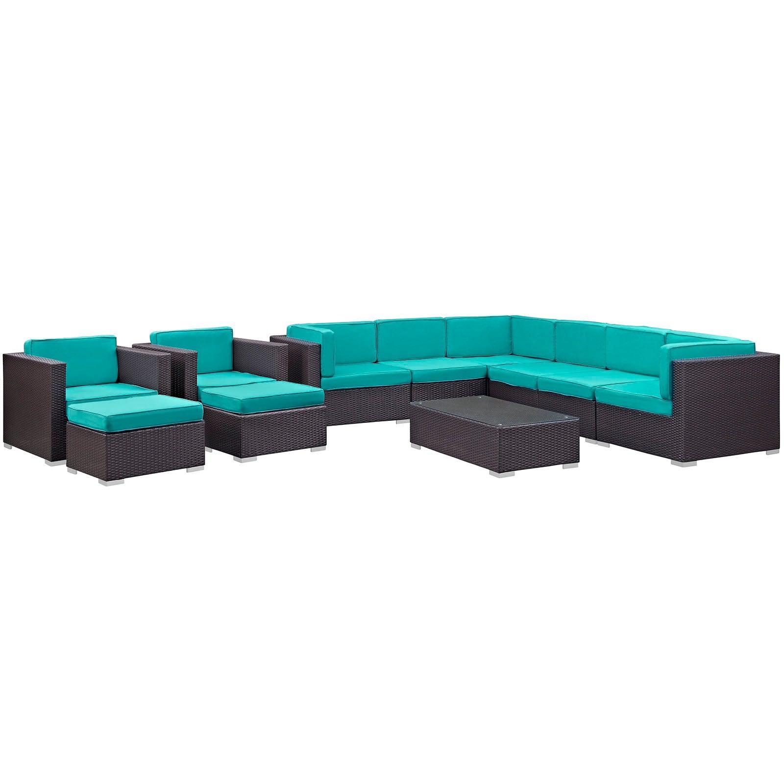 Modway Avia 10 Piece Outdoor Patio Sectional Set FredCo