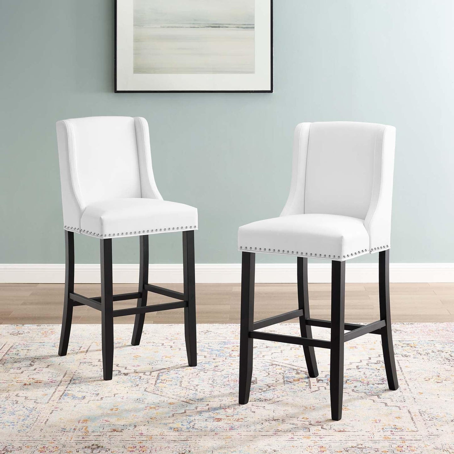 Modway Baron Bar Stool Faux Leather Set of 2 FredCo