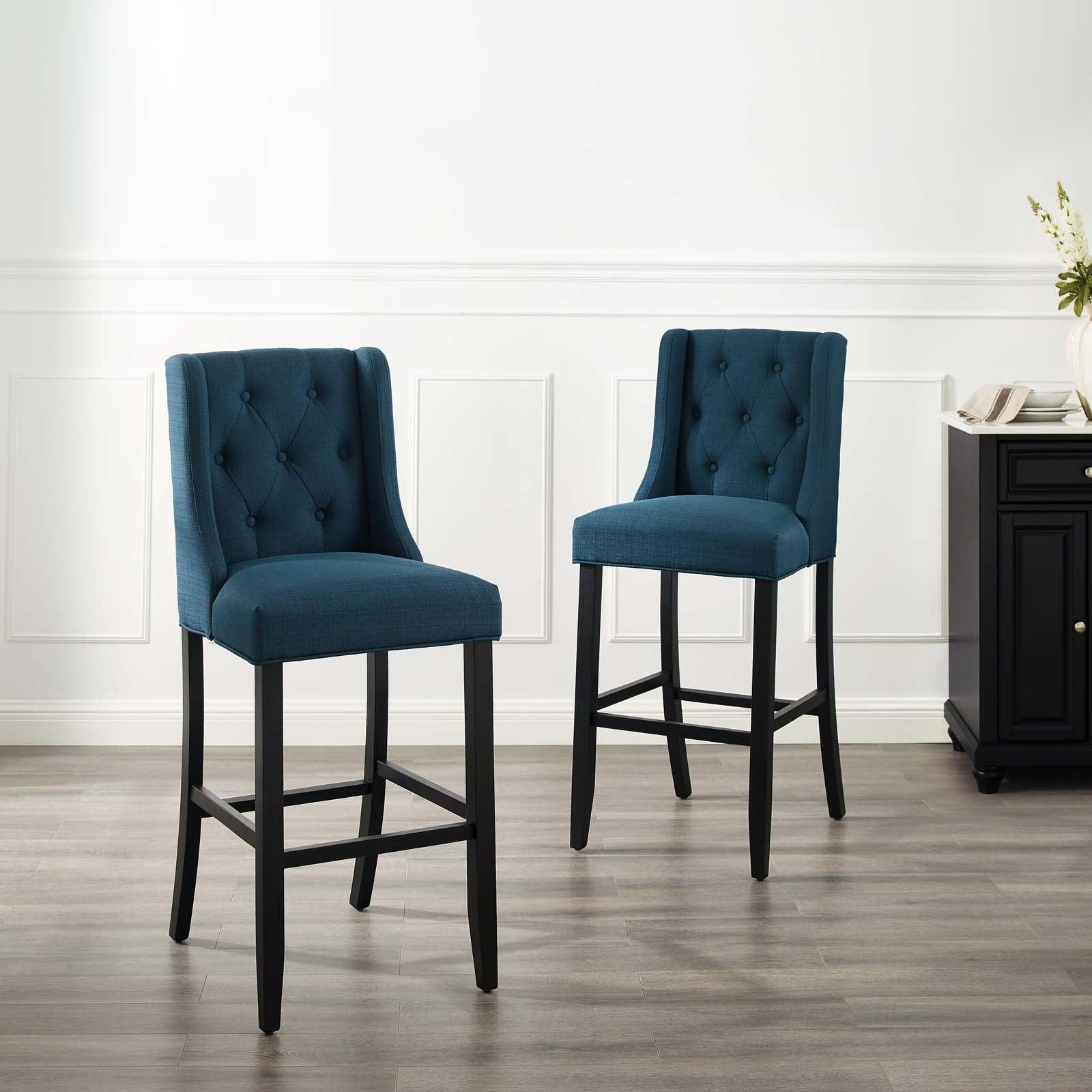 Modway Baronet Bar Stool Upholstered Fabric Set of 2 FredCo
