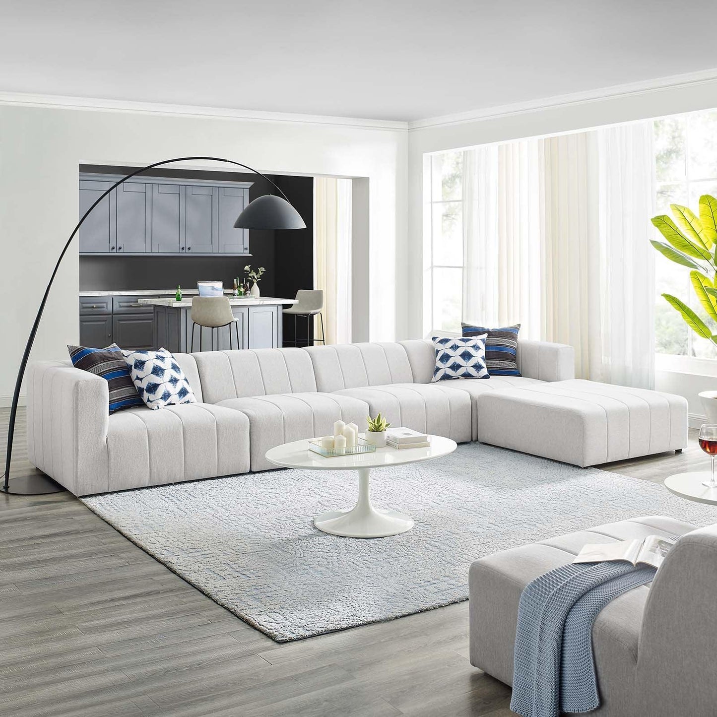 Modway Bartlett Upholstered Fabric 5-Piece Sectional Sofa FredCo