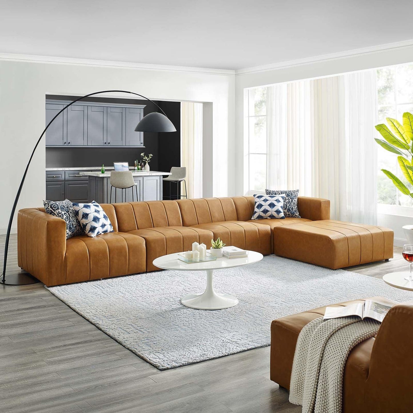 Modway Bartlett Vegan Leather 5-Piece Sectional Sofa FredCo