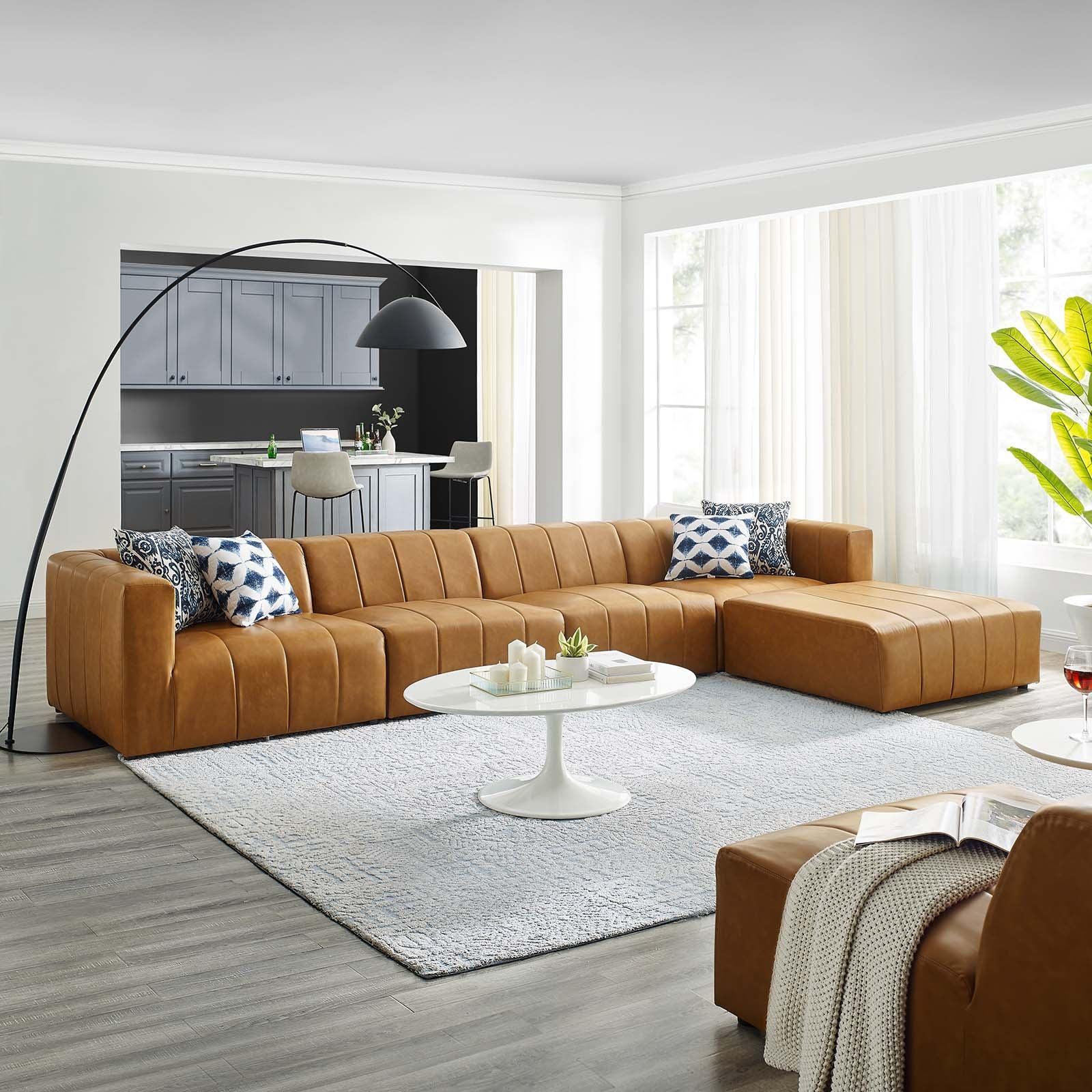 Modway Bartlett Vegan Leather 5-Piece Sectional Sofa FredCo