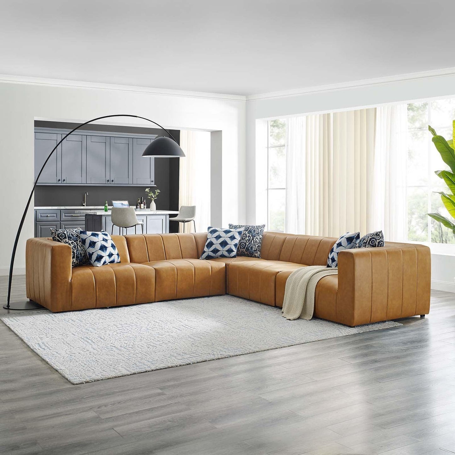 Modway Bartlett Vegan Leather 5-Piece Sectional Sofa, EEI-4532 FredCo