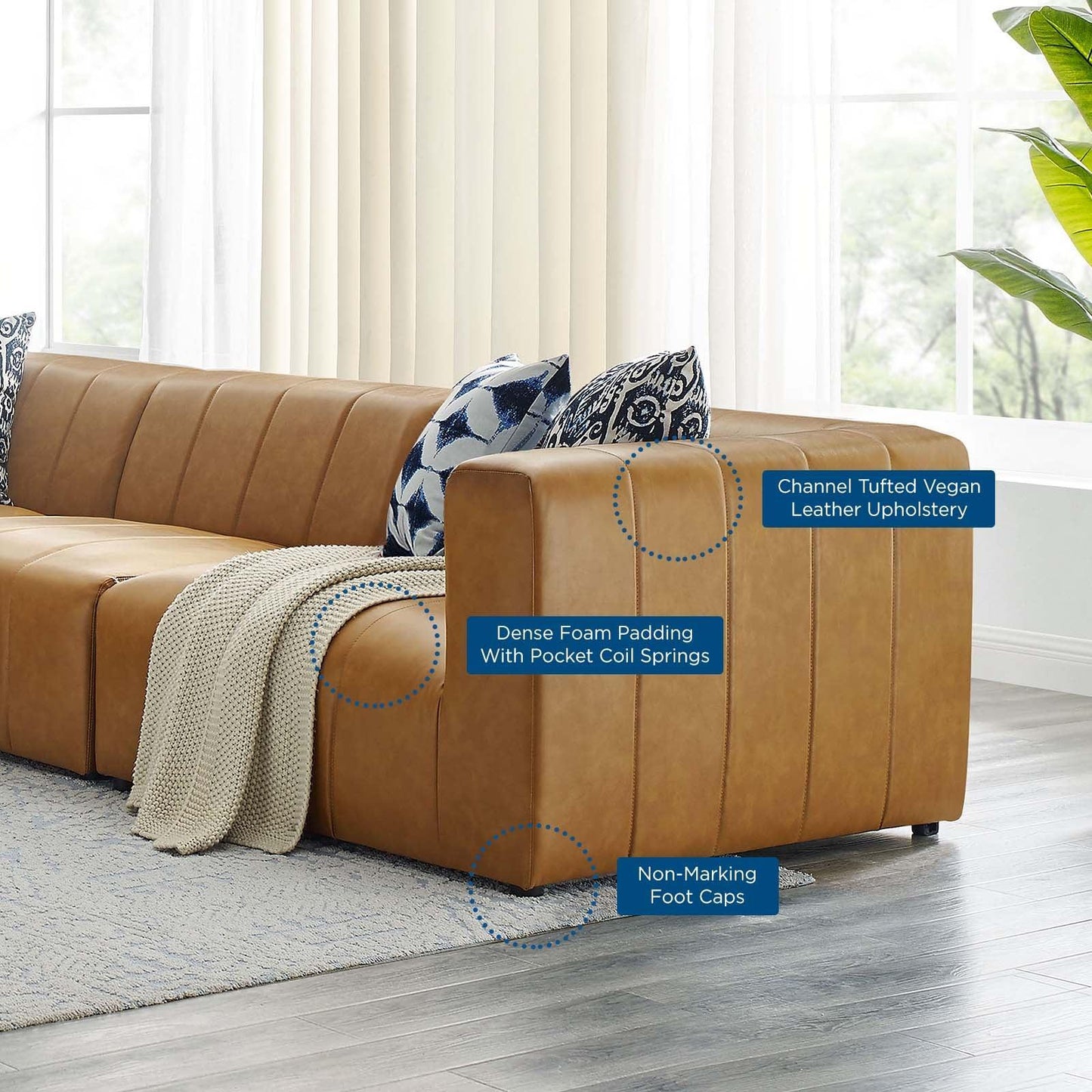 Modway Bartlett Vegan Leather 5-Piece Sectional Sofa, EEI-4532 FredCo