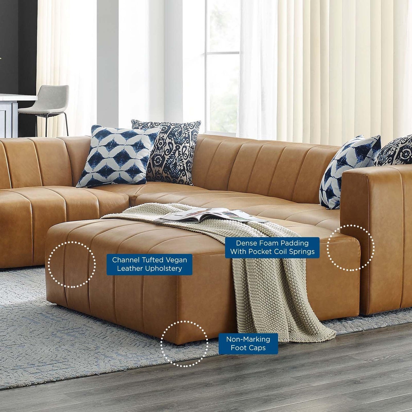 Modway Bartlett Vegan Leather 6-Piece Sectional Sofa FredCo
