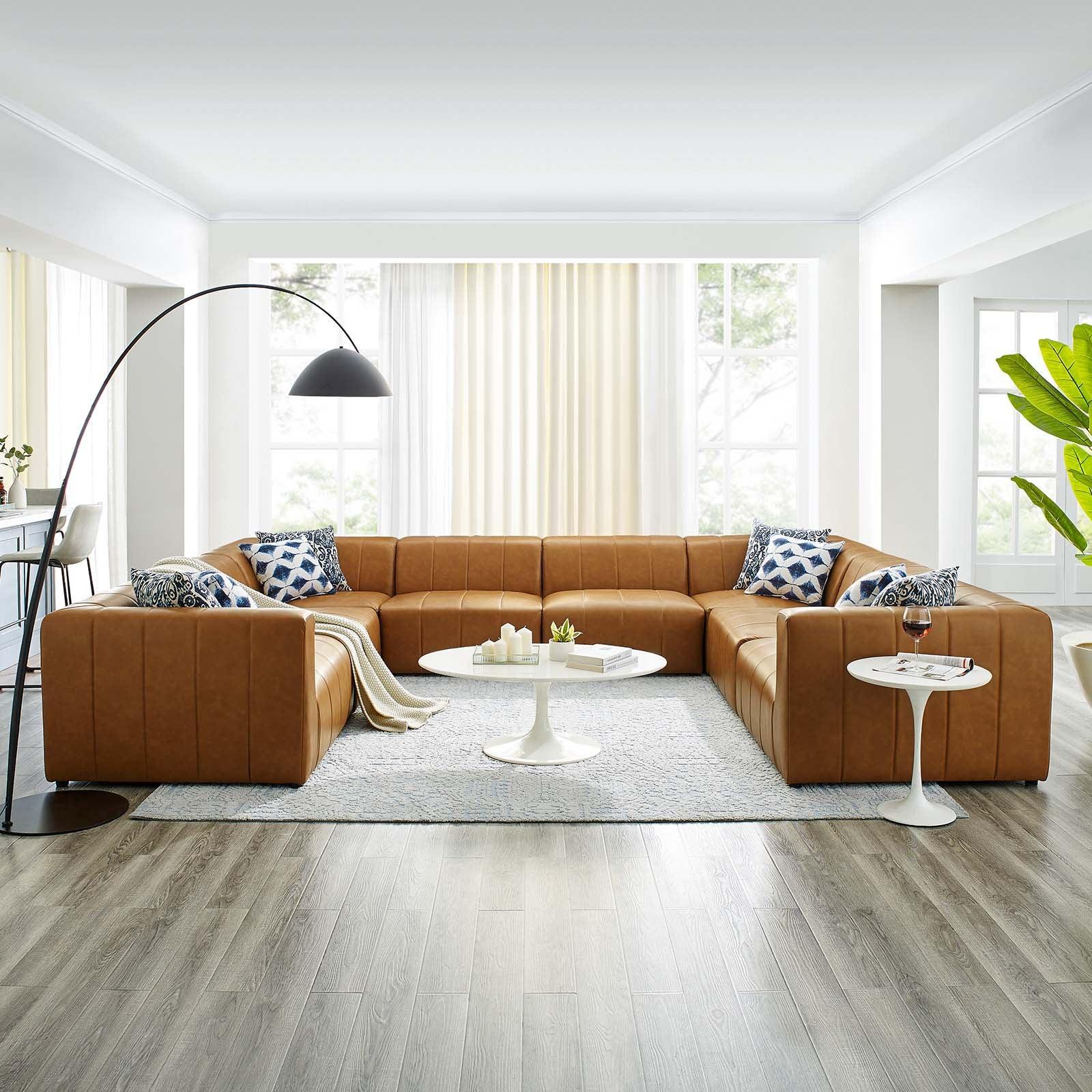 Modway Bartlett Vegan Leather 8-Piece Sectional Sofa FredCo