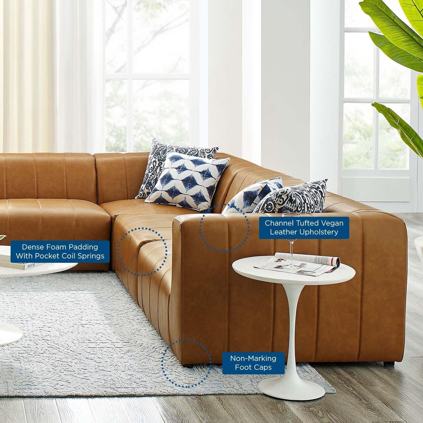 Modway Bartlett Vegan Leather 8-Piece Sectional Sofa FredCo