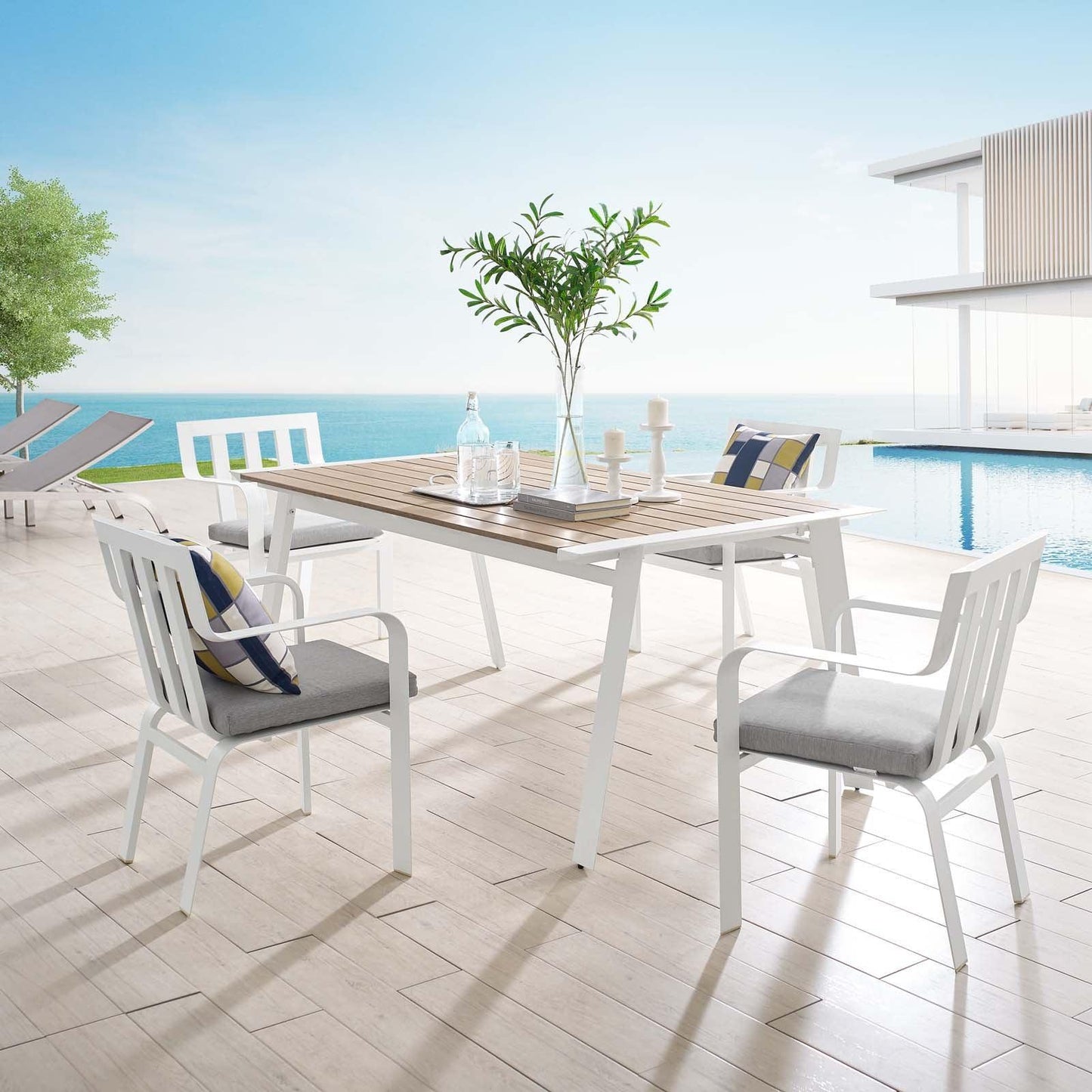 Modway Baxley 5 Piece Outdoor Patio Aluminum Dining Set FredCo