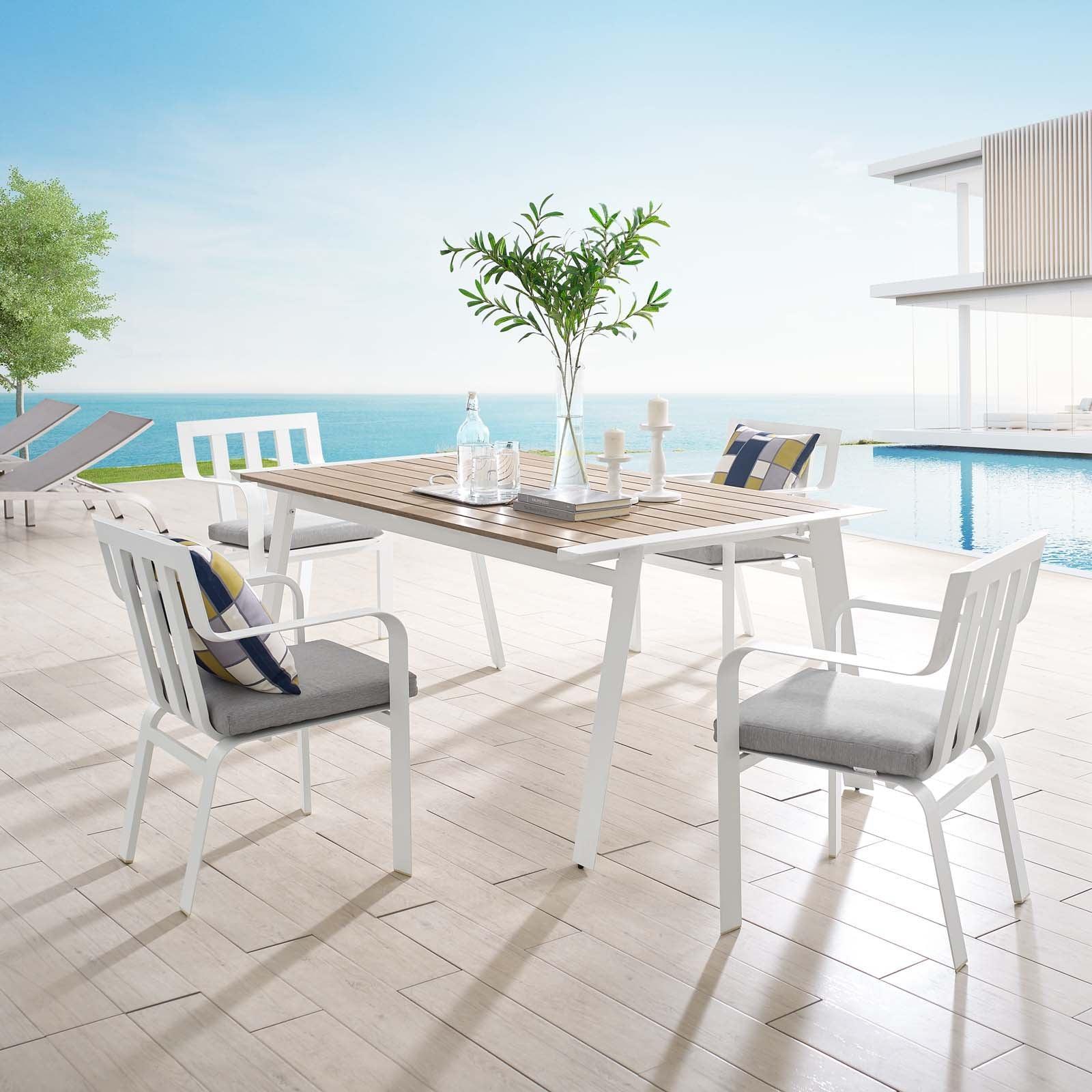 Modway Baxley 5 Piece Outdoor Patio Aluminum Dining Set FredCo