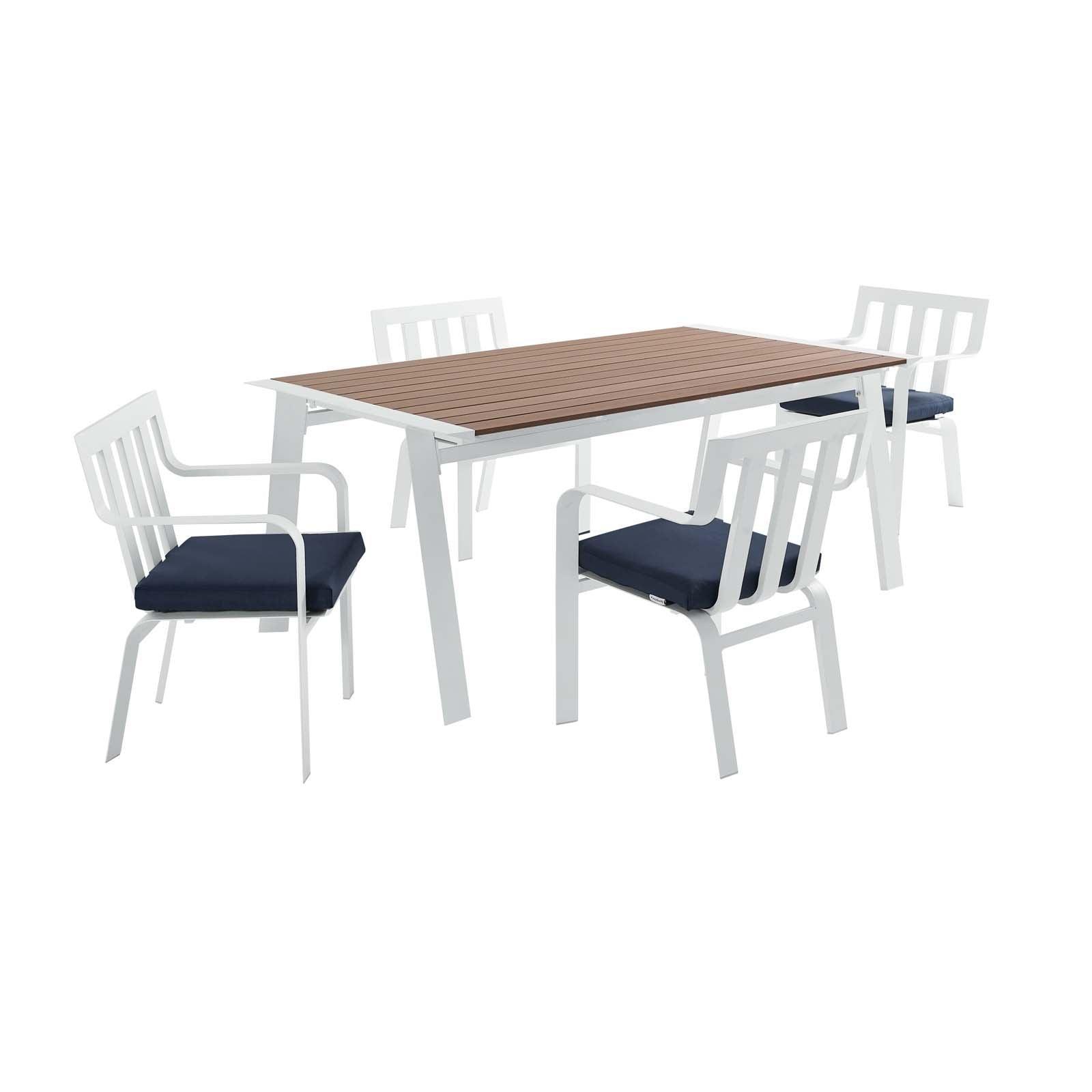 Modway Baxley 5 Piece Outdoor Patio Aluminum Dining Set FredCo