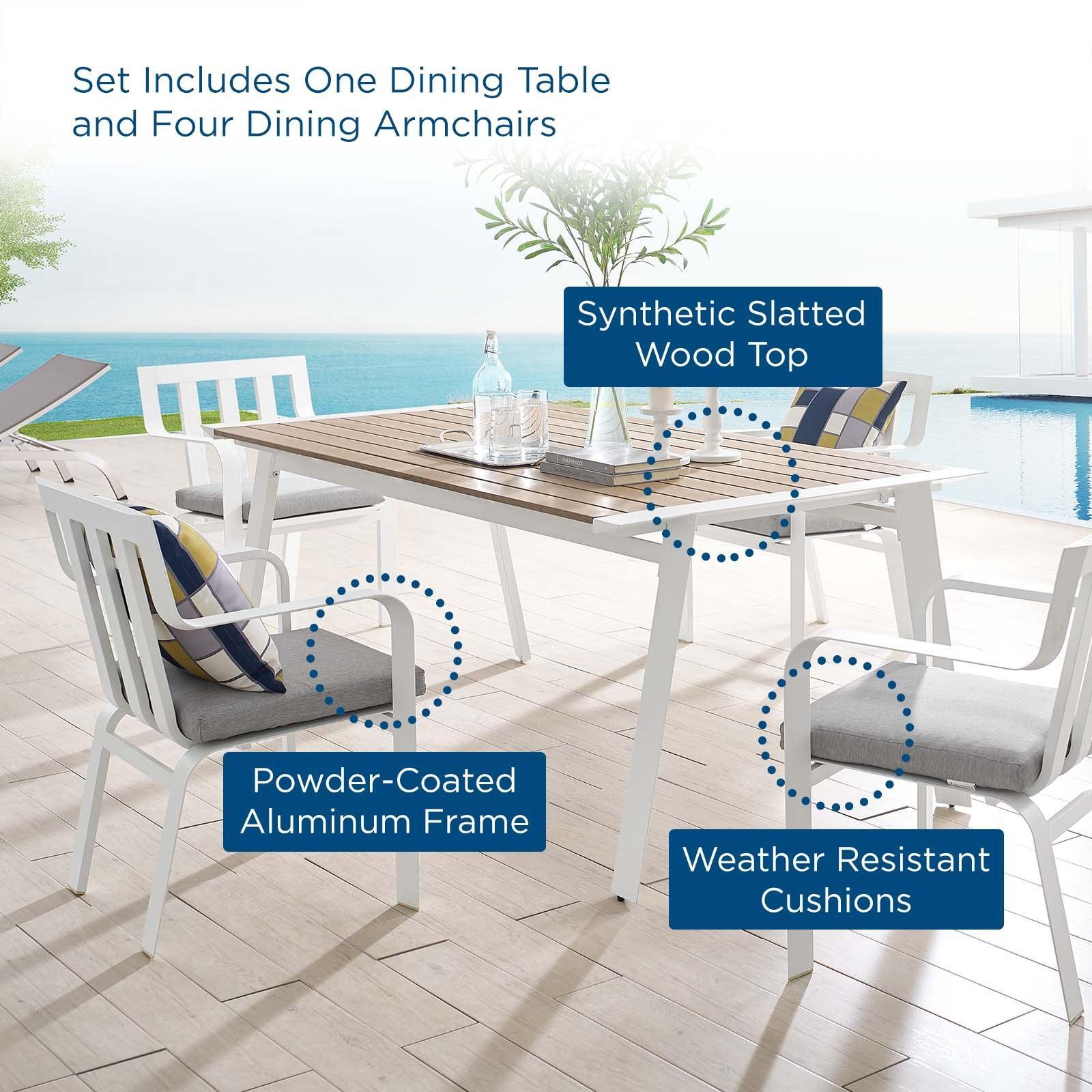 Modway Baxley 5 Piece Outdoor Patio Aluminum Dining Set FredCo