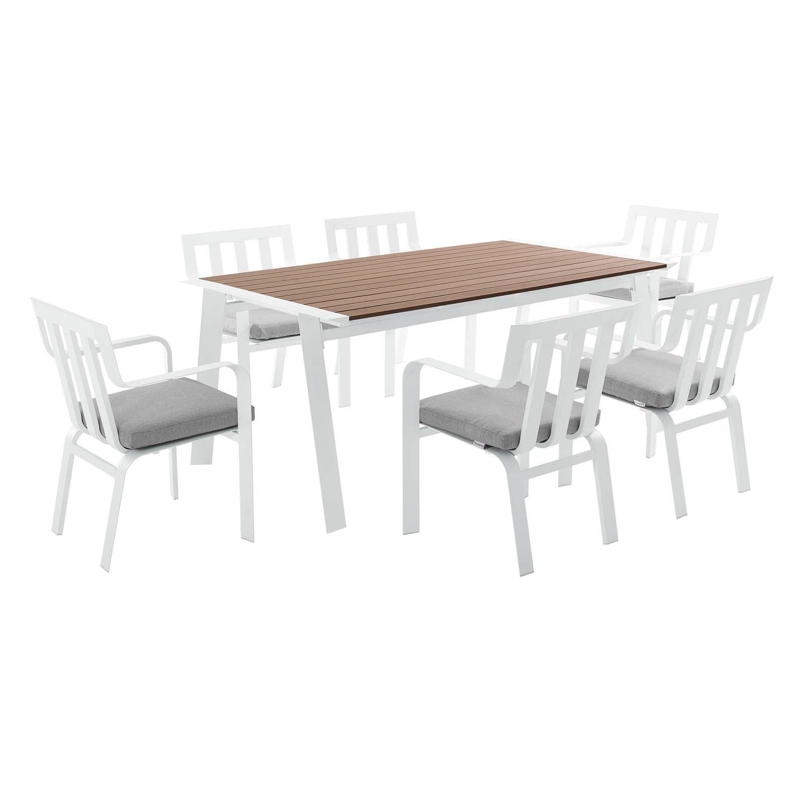 Modway Baxley 7 Piece Outdoor Patio Aluminum Dining Set FredCo