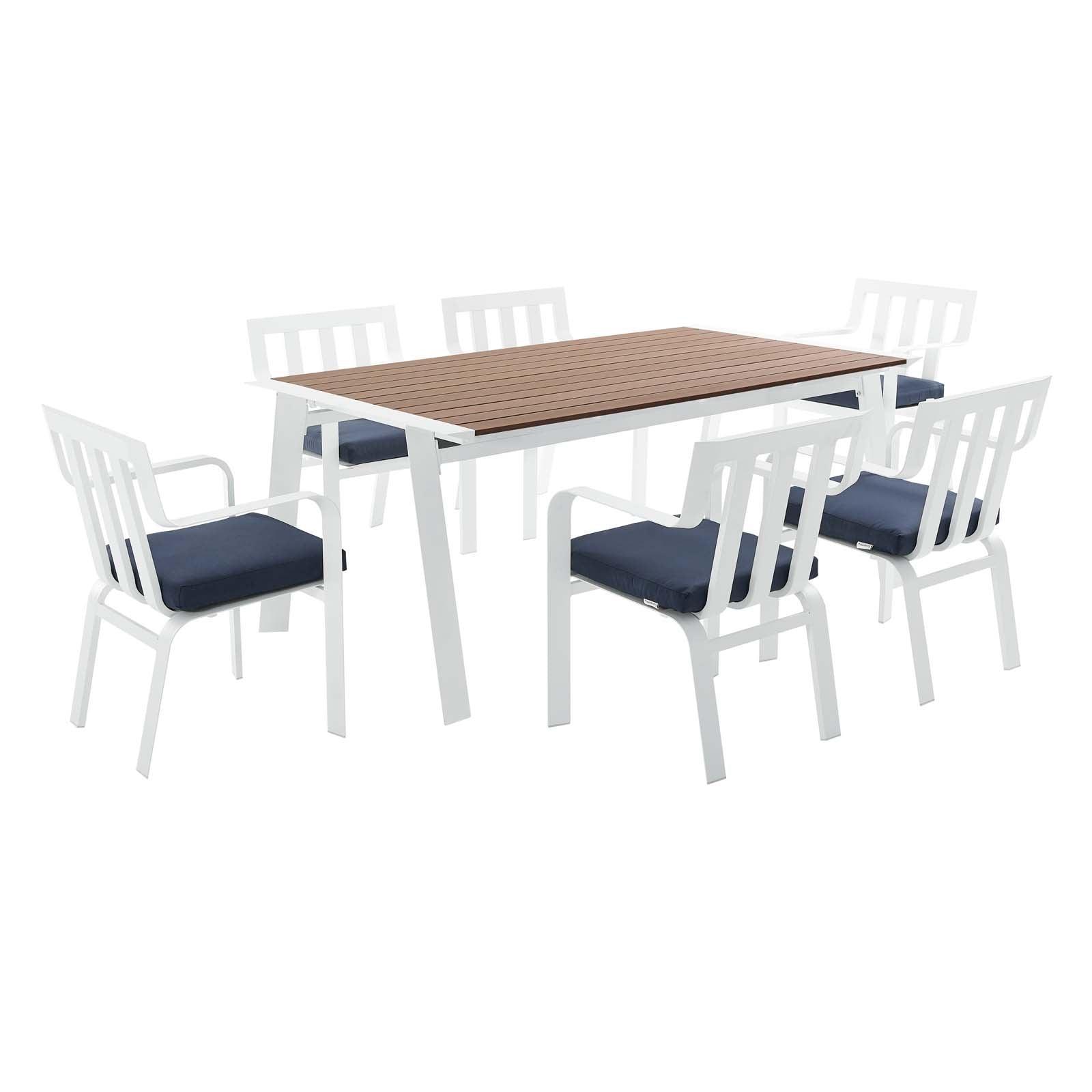 Modway Baxley 7 Piece Outdoor Patio Aluminum Dining Set FredCo