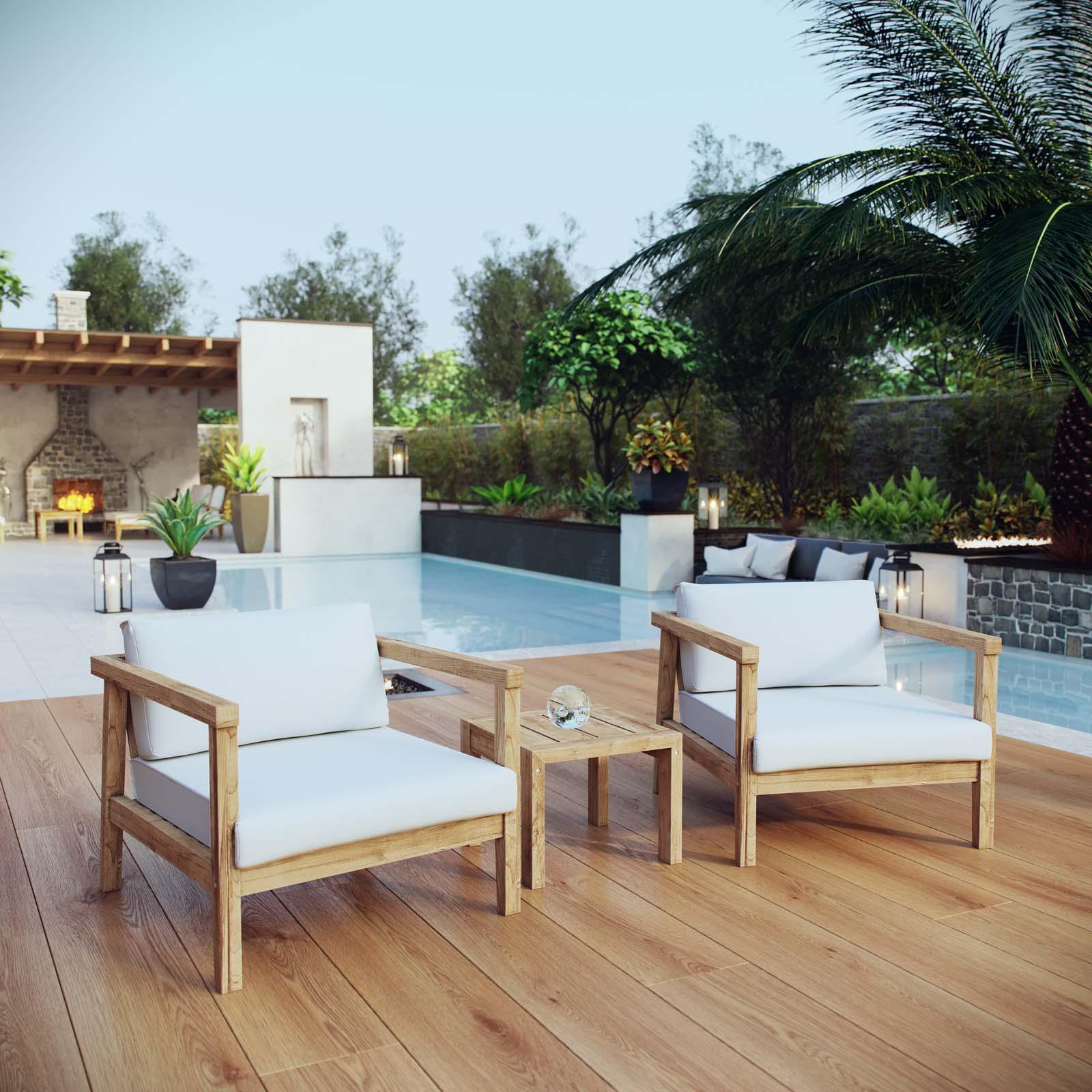 Modway Bayport 3 Piece Outdoor Patio Teak Set FredCo