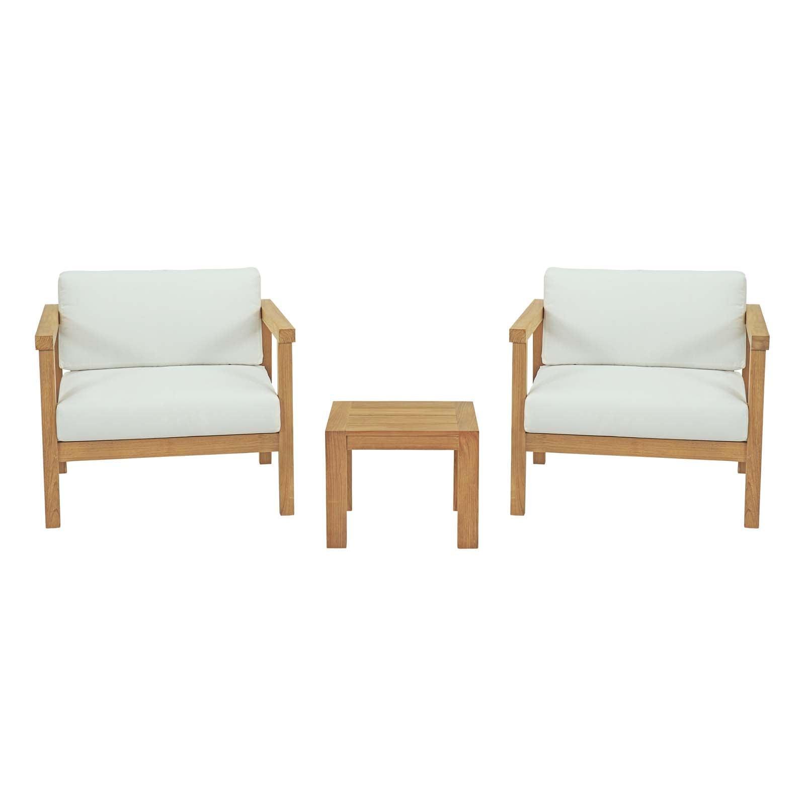 Modway Bayport 3 Piece Outdoor Patio Teak Set FredCo