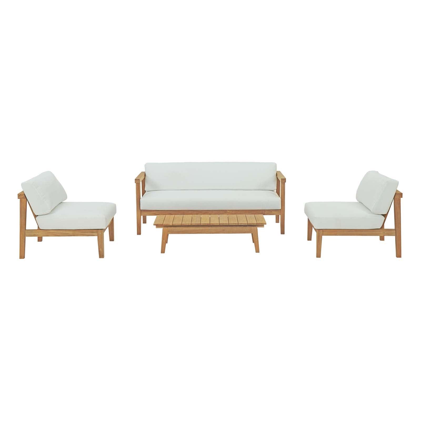 Modway Bayport 4 Piece Outdoor Patio Teak Set FredCo
