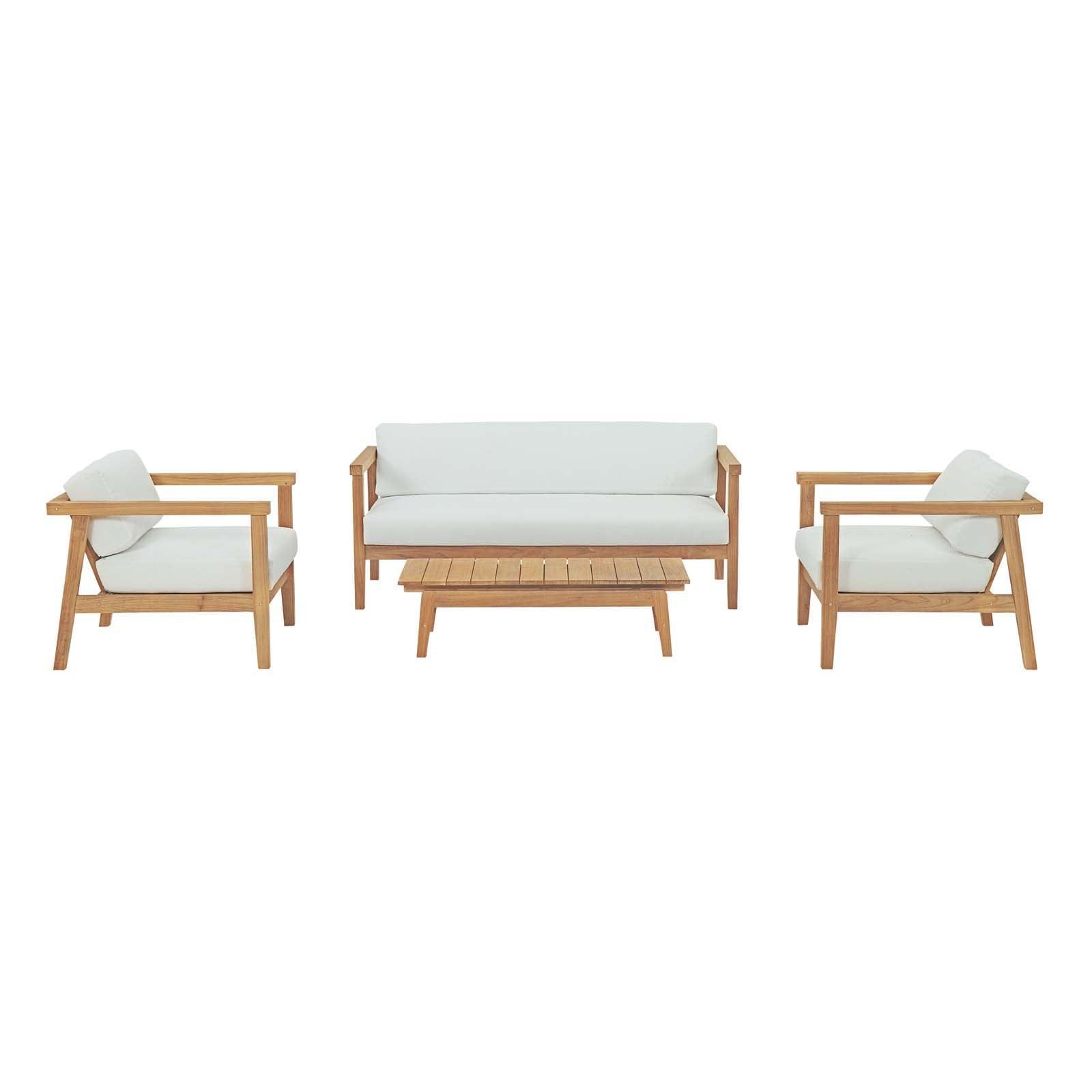 Modway Bayport 4 Piece Outdoor Patio Teak Set, EEI-3111 FredCo