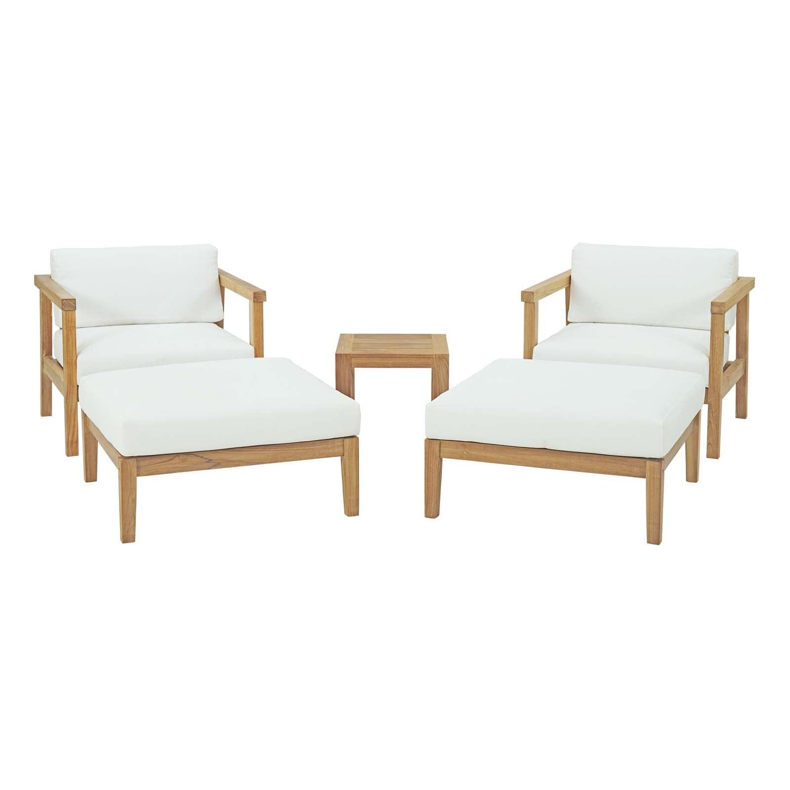 Modway Bayport 5 Piece Outdoor Patio Teak Set FredCo