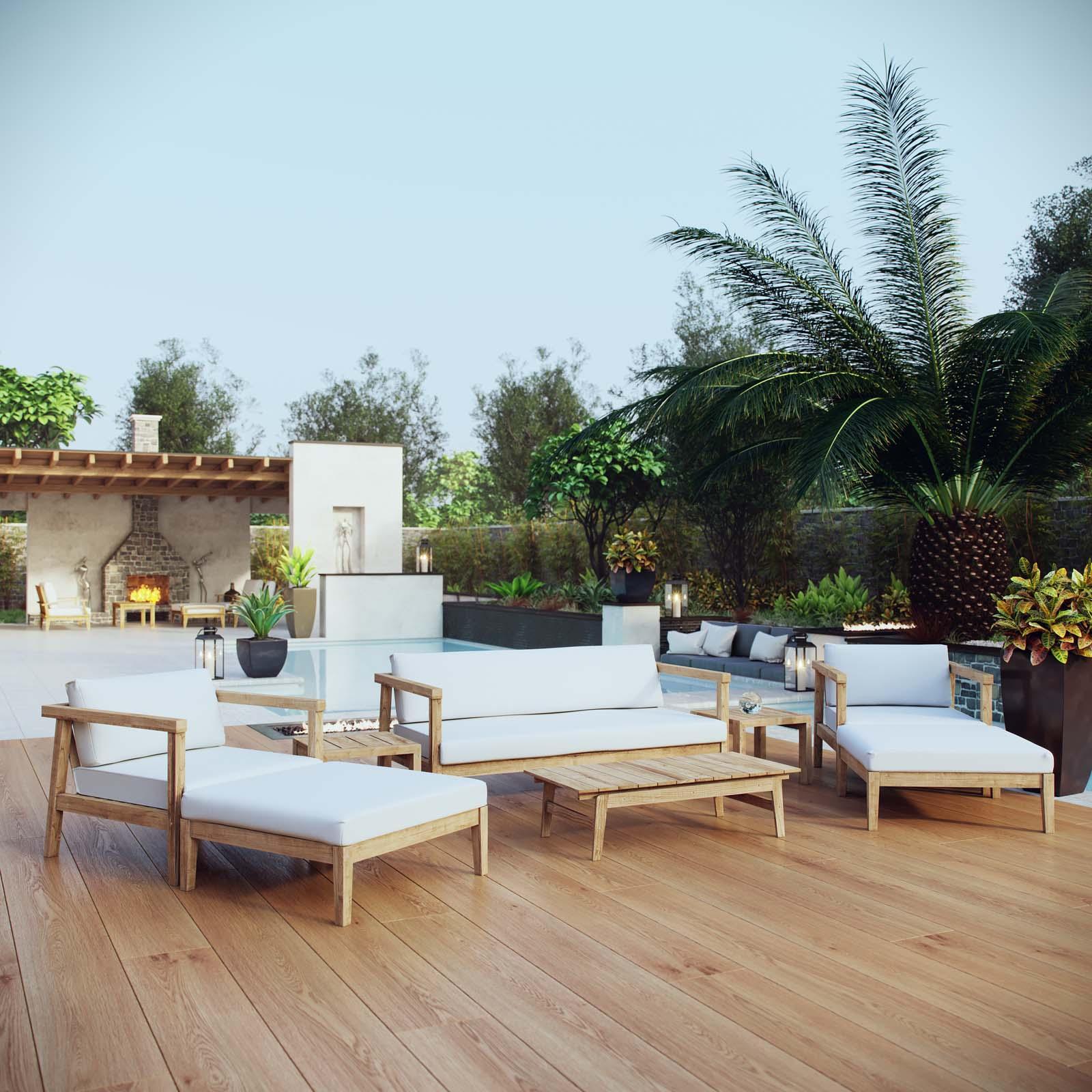 Modway Bayport 8 Piece Outdoor Patio Teak Set FredCo