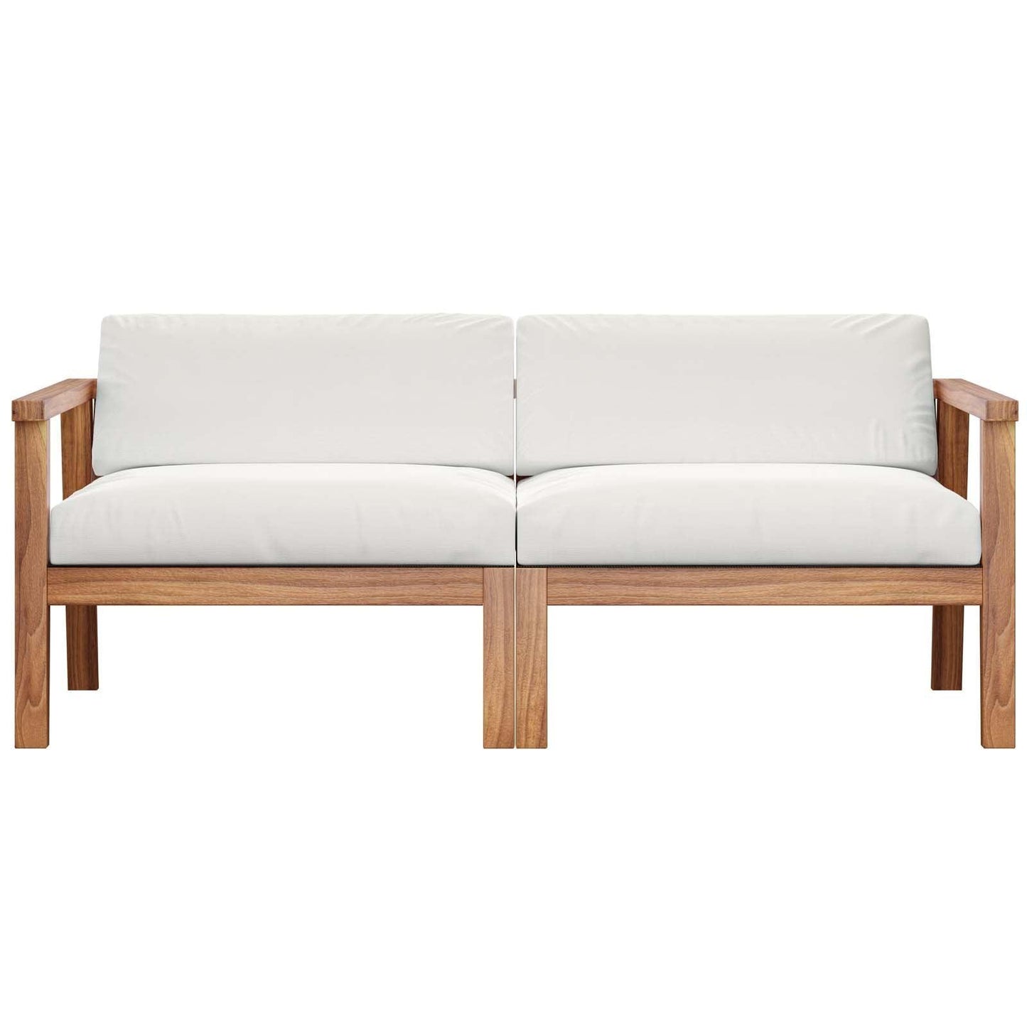 Modway Bayport Outdoor Patio Teak Wood 2-Seater Loveseat FredCo