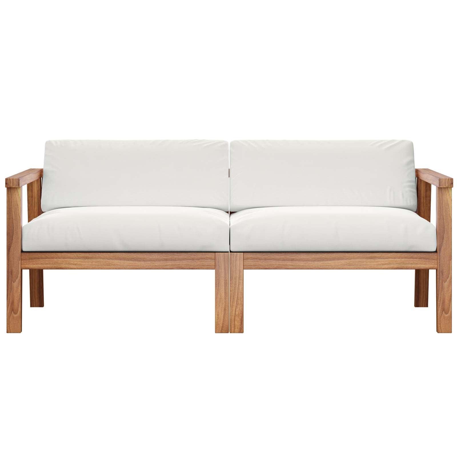Modway Bayport Outdoor Patio Teak Wood 2-Seater Loveseat FredCo