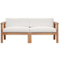 Modway Bayport Outdoor Patio Teak Wood 2-Seater Loveseat FredCo