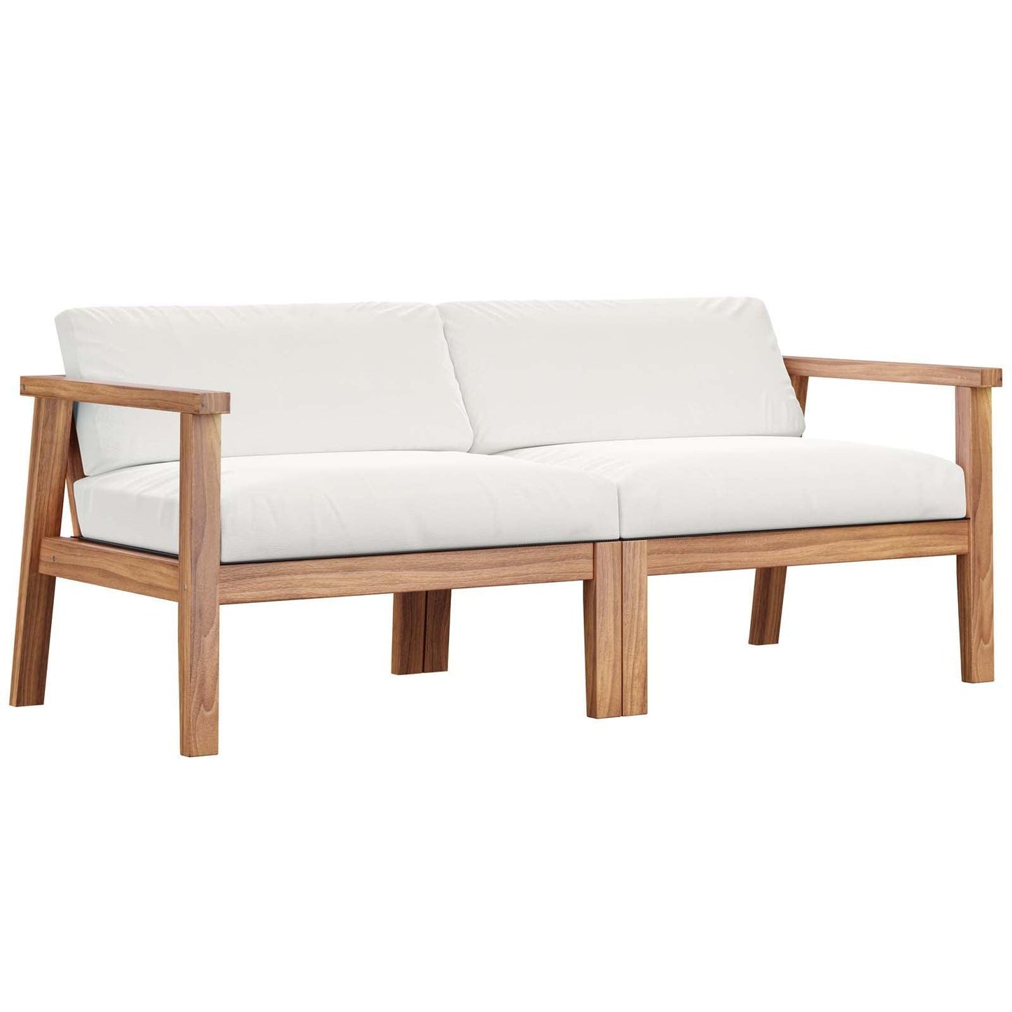 Modway Bayport Outdoor Patio Teak Wood 2-Seater Loveseat FredCo